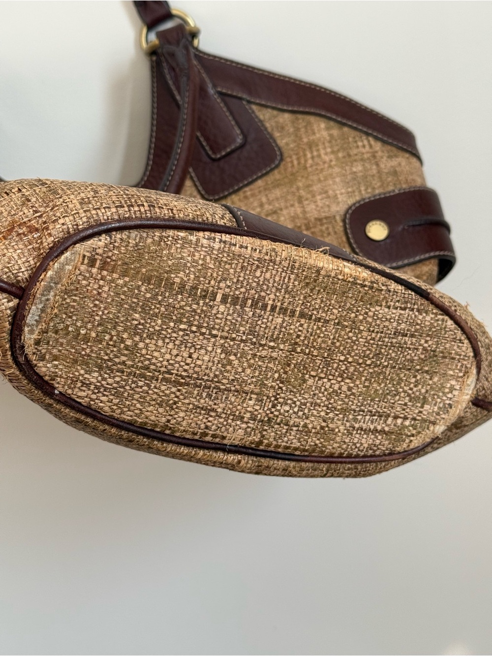 Burberry London Raffia Dark Brown Bucket Bag - Picture 13 of 16